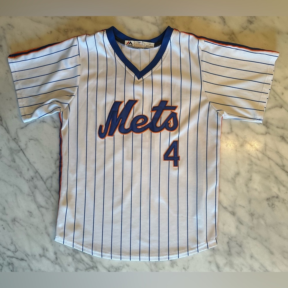 METS Flores #4 Baseball Jersey by Majestic - Youth Large